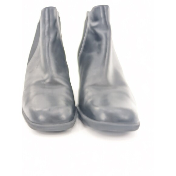 Aerosoles Black Leather Pull On Ankle Square Toe Block Heel Boots Size 8.5 W - Picture 3 of 12